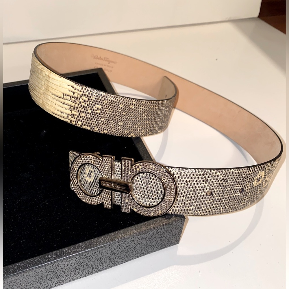 Ferragamo snakeskin adjustable belt.